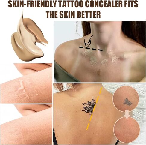 غطاء تاتو مقاوم للماء، كونسيلر للبقع الداكنة والندبات والوحمات البهاق، مكياج لتغطية الندبات مقاوم للماء، مكياج لتغطية الوشم، غطاء مكياج الجسم للرجال والنساء (2×30 مل) in Kuwait