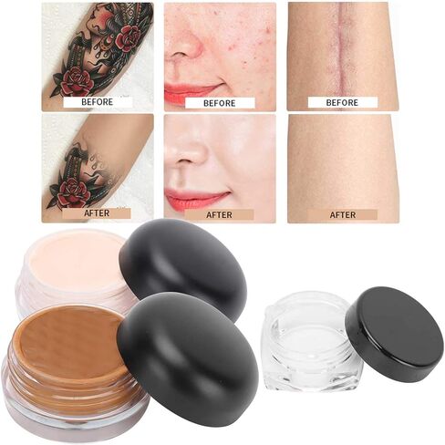 كونسيلر تاتو من قطعتين، كريم مقاوم للماء لتغطية بقع وحمات الجسم والندبات، مجموعة كونسيلر تغطية بلونين للاستخدام على الجسم للرجال والنساء in Kuwait