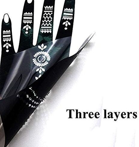 مجموعة تاتو الحناء 30 ورقة، مجموعة قوالب تاتو مؤقتة لامعة، مجموعة ملصقات تاتو الحناء الهندية للرسم الفني للجسم (2) in Kuwait