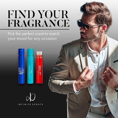 عينات كولونيا Infinite Scents للرجال: 10 عطور مصممة + حقيبة بحجم الجيب - مجموعة عينات للرجال بحجم السفر، مجموعة هدايا حزمة العينات in Saudi Arabia