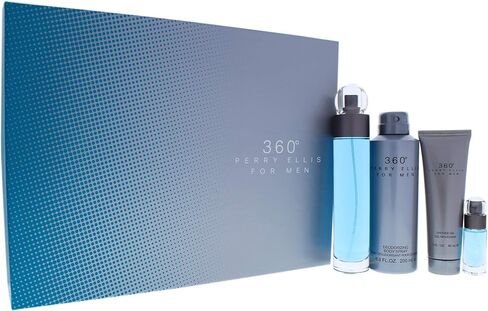 مجموعة هدايا 360 من بيري إيليس للرجال - بخاخ عطر تواليت 100 مل، بخاخ مزيل للروائح الكريهة، 200 مل، جل استحمام، 7 مل بخاخ ماء تواليت in Saudi Arabia