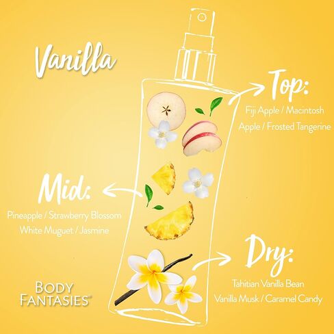 Body Fantasies Signature Fragrance Body Spray, Vanilla, 8 fl oz (Pack of 2) in Saudi Arabia