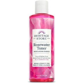 Heritage Store تونر الوجه بماء الورد مع حمض الهيالورونيك، للعناية بالبشرة الجافة إلى المختلطة، تونر مرطب ينقي المسام ويقلل من ظهور الخطوط الدقيقة والتجاعيد، خالي من الكحول، نباتي، 8 أونصة in Kuwait