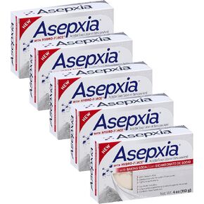 Asepxia Cleansing Bar Baking Soda, Multipack: Deep Skin Cleansing, Acne Fighting with 2% Salicylic Acid, Removes Oil and Dirt, Prevents Imperfections, Suitable for All Skin Types - 4 Oz, 5 Count