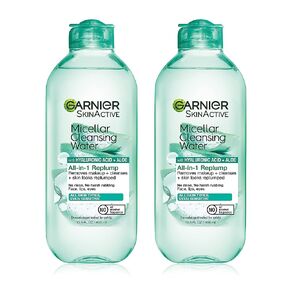 Garnier SkinActive Micellar Water with Hyaluronic Acid, Facial Cleanser & Makeup Remover, 13.5 Fl Oz (400mL), 2 Count (Packaging May Vary)