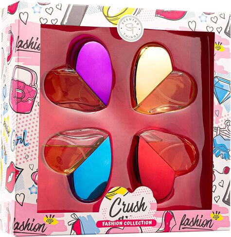 SCENTED THINGS Crush Body Spray Girl Perfume, Eau De Parfum Teen Girl Gifts, Heart-Shaped Bottles, 4 Piece Set in Saudi Arabia