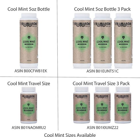 بودرة الجسم فروموندا (النعناع البارد) بالنعناع وشجرة الشاي (5 أونصة، عبوة واحدة) للجنسين، خالية من التلك، مضادة للتهيج، حماية من العرق بالزيوت العطرية in Kuwait