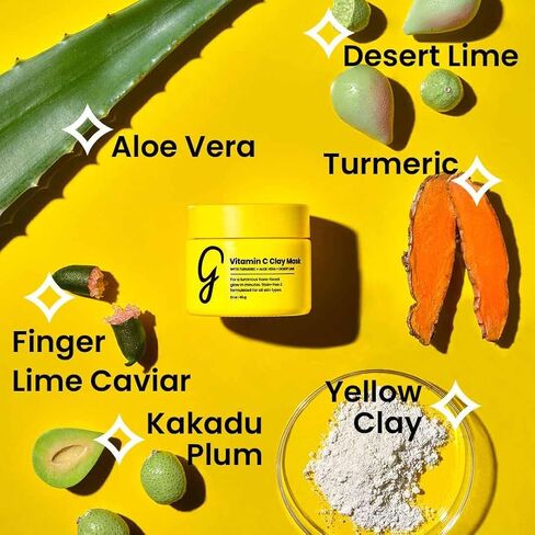 Gleamin Vitamin C Clay Mask for Dark Spots - Turmeric Face Mask - Clay Face Mask Skin Care, Deep Cleansing Face Mask, Acne Face Mask - Facial Mask Improves Blemish, Scarring and Refining Pores 2.1 Oz in Saudi Arabia