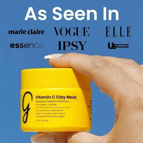 Gleamin Vitamin C Clay Mask for Dark Spots - Turmeric Face Mask - Clay Face Mask Skin Care, Deep Cleansing Face Mask, Acne Face Mask - Facial Mask Improves Blemish, Scarring and Refining Pores 2.1 Oz in Saudi Arabia