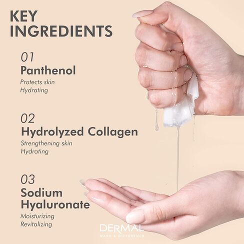 DERMAL 39 مجموعة كومبو من قناع الوجه الكوري بخلاصة الكولاجين - قناع الوجه المرطب والمهدئ مع البانثينول - قناع ورقي للعناية الذاتية مضاد للحساسية لجميع أنواع البشرة - أقنعة علاج سبا منزلية طبيعية in Kuwait
