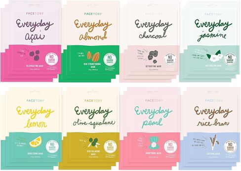 Everyday Set of 8 Sheet Masks (8 Pack Bundle) - Hydrating Essence Korean Sheet Mask, for All Skin Types, Revitalizing, Illuminating, Hydrating, With No Harsh Chemicals and Safe for Sensitive Skin in Saudi Arabia