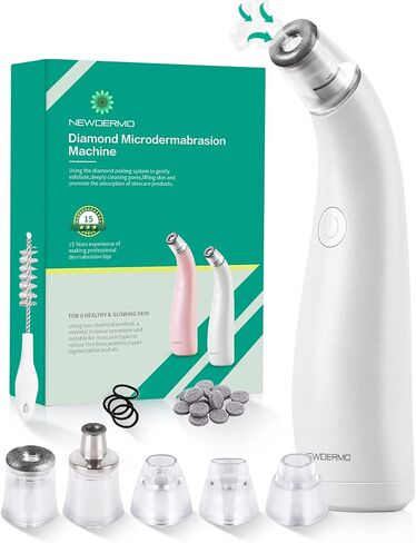 NEWDERMO 2-in-1 Microdermabrasion Machine for Facial, Diamond Microdermabrasion Device USB Rechargeable - Advanced Home Facial Treatment Machine (Pink) in Saudi Arabia