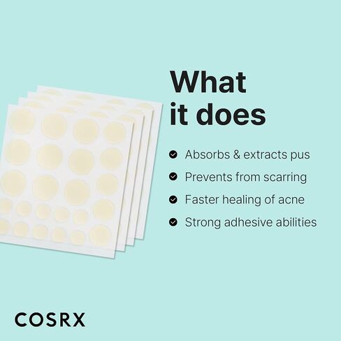 COSRX Acne Pimple Patch (96 Count) Absorbing Hydrocolloid Spot Treatment Fast Healing, Blemish Cover, Three Sizes in Saudi Arabia