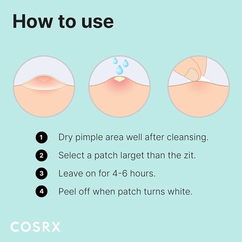 COSRX Acne Pimple Patch (96 Count) Absorbing Hydrocolloid Spot Treatment Fast Healing, Blemish Cover, Three Sizes in Saudi Arabia