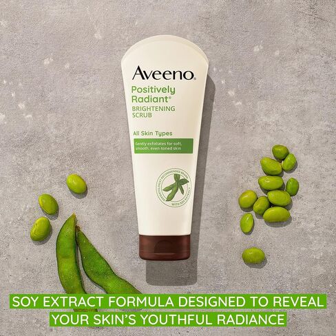 Aveeno Positively Radiant Skin Brightening Exfoliating Daily Facial Scrub, Moisture-Rich Soy Extract, helps improve skin tone & texture, Oil-& Soap-Free, Hypoallergenic, 5 oz in Kuwait