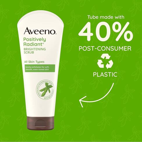 Aveeno Positively Radiant Skin Brightening Exfoliating Daily Facial Scrub, Moisture-Rich Soy Extract, helps improve skin tone & texture, Oil-& Soap-Free, Hypoallergenic, 5 oz in Kuwait
