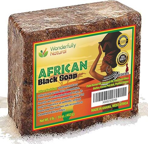 Organic African Black Soap - For Acne & Dark Spots | Natural Vegan and Cruelty Free – Satisfaction Guarantee 1lb bar | 90 day Supply in Saudi Arabia