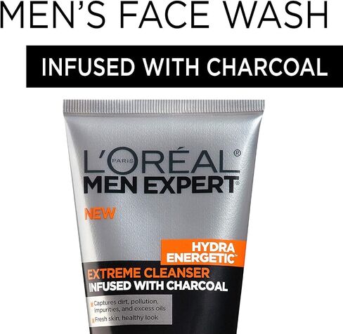 L'Oreal Paris Men Expert Hydra Energetic Daily Facial Cleanser with Charcoal, 2 ct. in Kuwait