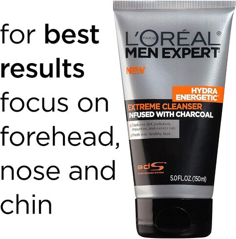 L'Oreal Paris Men Expert Hydra Energetic Daily Facial Cleanser with Charcoal, 2 ct. in Kuwait