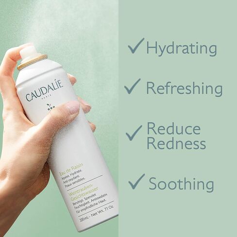 Caudalie Grape Water Moisturizing Face Mist - Soothing Organic Facial Spray to Instantly Hydrate and Strengthen the Skin Barrier, Safe for Sensitive Skin in Kuwait
