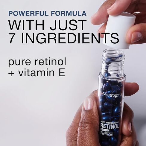 Neutrogena Rapid Wrinkle Repair Retinol Face Serum Capsules, Fragrance-Free Daily Facial Serum with Retinol that fights Fine Lines, Wrinkles, Dullness, Alcohol-Free & Non-Greasy, 7 ct in Kuwait