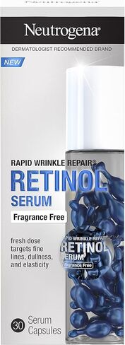 Neutrogena Rapid Wrinkle Repair Retinol Face Serum Capsules, Fragrance-Free Daily Facial Serum with Retinol that fights Fine Lines, Wrinkles, Dullness, Alcohol-Free & Non-Greasy, 7 ct in Kuwait