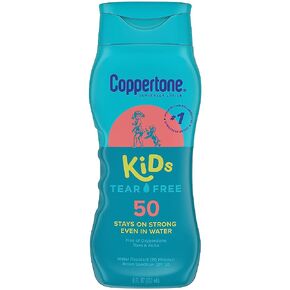 Coppertone Kids Sunscreen Lotion SPF 50, Water Resistant Sunscreen for Kids, #1 Pediatrician Recommended Sunscreen Brand, Tear Free Sunscreen Lotion, 8 Fl Oz Bottle