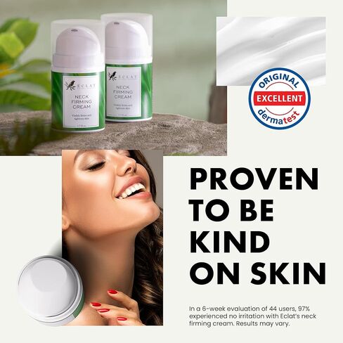 كريم شد الرقبة المضاد للشيخوخة من إكلات - علاج طبيعي لشد البشرة، مضاد للتجاعيد وتقليل الذقن المزدوجة - مع فيتامين C وE، مستخلص الشاي الأخضر - نباتي 100%، 1.7 أونصة in Kuwait