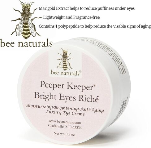 Bee Naturals Peeper Keeper Bright Eyes Firming Crème - Caffeine Enriched for Puffy Eye Reduction - Gentle Daily Use After Cleansing - Caution for Caffeine Sensitivity in Kuwait