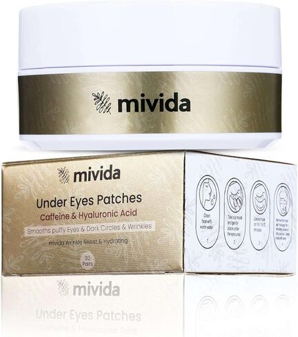 mivida Eye Wrinkle Pads & Patches with Caffeine & Hyaluronic | Under Eye Mask Patches | Face Mask Skin Care Products for Puffy Eyes | Cruelty-Free, Vegan Eye Patches | 30 Pairs in Saudi Arabia