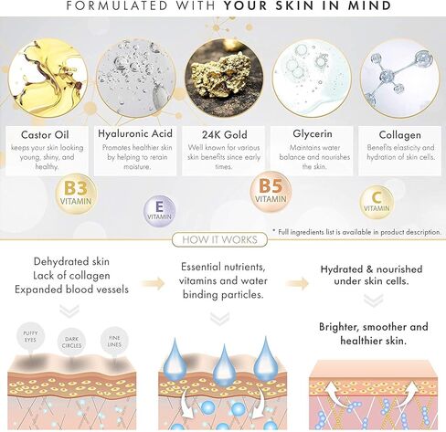 Dermora 24K Gold Eye Mask Puffy Eyes and Dark Circles Treatments Look Less Tired and Refresh Your Skin, 20 Pairs in Kuwait