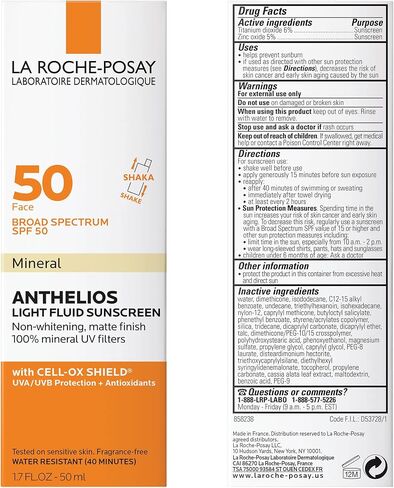 La Roche-Posay Anthelios Mineral Ultra-Light Face Sunscreen SPF 50, Zinc Oxide Sunscreen for Face, 100% Mineral Sunblock, Oil Free Sunscreen for Sensitive Skin, Daily Sun Protection in Saudi Arabia