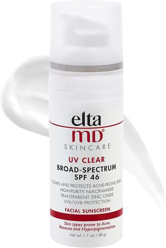 EltaMD UV Clear Face Sunscreen, SPF 46 Oil Free Sunscreen with Zinc Oxide, Protects and Calms Sensitive Skin and Acne-Prone Skin, Lightweight, Silky, Dermatologist Recommended, 1.7 oz Pump in Saudi Arabia