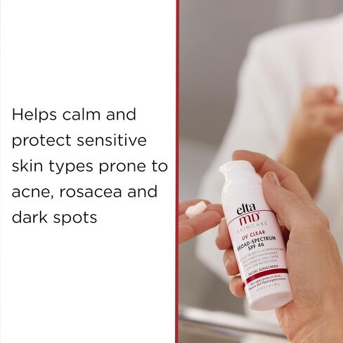 EltaMD UV Clear Face Sunscreen, SPF 46 Oil Free Sunscreen with Zinc Oxide, Protects and Calms Sensitive Skin and Acne-Prone Skin, Lightweight, Silky, Dermatologist Recommended, 1.7 oz Pump in Saudi Arabia