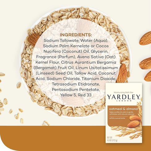 Yardley Oatmeal and Almond Bar Soap, Oatmeal & Almond, 4 Ounce in Saudi Arabia