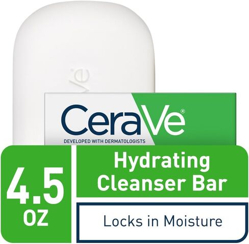 CeraVe Hydrating Cleanser Bar | Soap-Free Body and Facial Cleanser with 5% Moisturizing Cream | Fragrance-Free | Single Bar, 4.5 Ounce in Kuwait