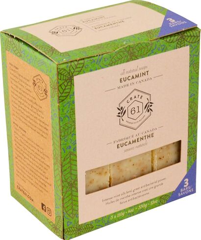 Crate 61, Handmade in Canada, Plant Based Cold Process Natural Bar Soap For Face And Body, With Premium Essential Oils, Eucalyptus & Peppermint For Men And Women 3 Pack (Alpine & Spice) in Saudi Arabia