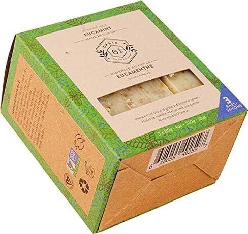 Crate 61, Handmade in Canada, Plant Based Cold Process Natural Bar Soap For Face And Body, With Premium Essential Oils, Eucalyptus & Peppermint For Men And Women 3 Pack (Alpine & Spice) in Saudi Arabia