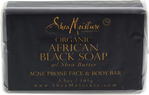 قالب الوجه والجسم من شيا مويستشر للبشرة الدهنية والمعرضة للعيوب، صابون أسود أفريقي خالٍ من البارابين، منظف للوجه، 3.5 أونصة (عبوة من 4 قطع) in Kuwait