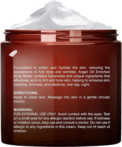 MAJESTIC PURE Whipped Argan Oil Body Butter for Women & Men - With Ceramides, Vitamin E & A & Vegan Collagen - Whipped Body Butter Argan Oil For Skin, Face, & Appearance of Wrinkles & Fine Lines - 8oz in Saudi Arabia