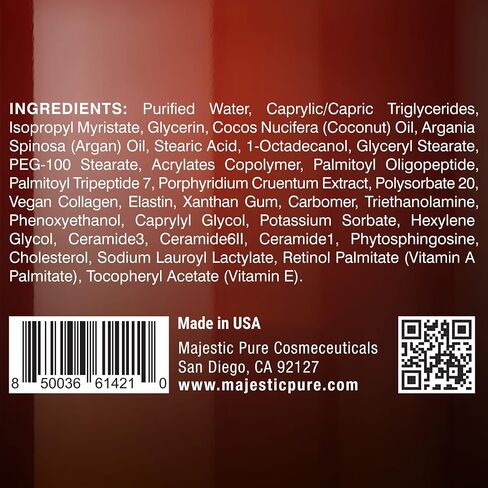 MAJESTIC PURE Whipped Argan Oil Body Butter for Women & Men - With Ceramides, Vitamin E & A & Vegan Collagen - Whipped Body Butter Argan Oil For Skin, Face, & Appearance of Wrinkles & Fine Lines - 8oz in Saudi Arabia