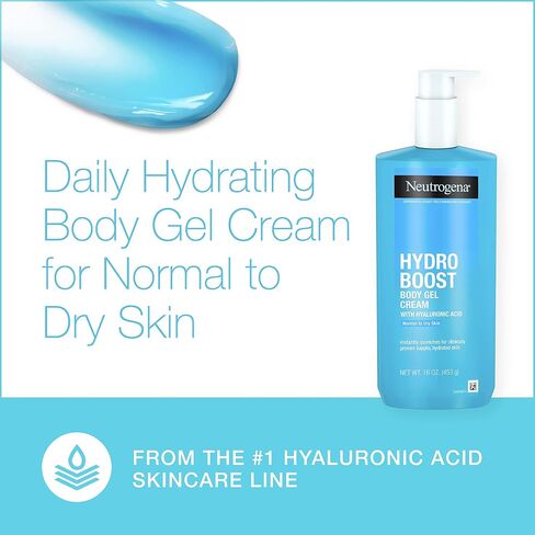 Neutrogena Hydro Boost Body Moisturizing Gel Cream with Hyaluronic Acid, Non-Greasy & Fast Absorbing, Lightweight Hydrating Body Lotion for Normal to Dry Skin, Paraben- & Dye-Free, 16 oz in Saudi Arabia