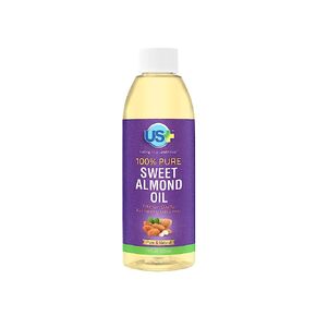 Us+ 100% Pure Sweet Almond Oil - Cold-pressed, Unrefined, Hexane-free - Premium Quality for Healthy Skin & Hair (10oz) in Kuwait