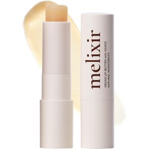 Melixir Vegan Lip Butter #01 Agave(Clear) (+11 more colors) 0.13oz, Bee Free, Petrolatum Free, Deep Nourishing Plant-Based Vegan Chapstick, Vegan Lip Balm for Dry, Cracked and Chapped Lips