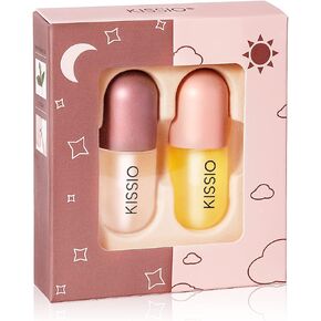 KISSIO Lip Plumper Set,Natural Lip Plumper,Lip Care, Lip Plumper Gloss,Lip Moisturizing Beautiful,Day Ues And Night Ues Set(2PCS)