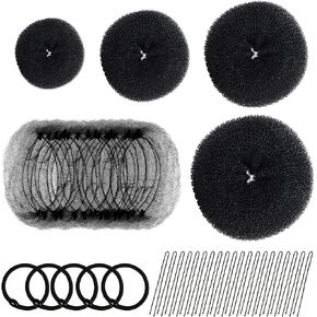 FANDAMEI Hair Bun Shaper Set with 20 pcs Invisible Hair Nets for Bun, 4pcs Donut Bun Maker, 5 pcs Hair Elastic Bands, 20 pcs Hair Bobby Pins(Brown) in Saudi Arabia