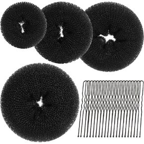 Teenitor Hair Bun Shaper Set, 4Pcs Hair Donut Bun Maker(Extra-large, Large, Medium, Small) with Large Bobby Pins Blonde 20pcs, Doughnuts Ring Styler Maker