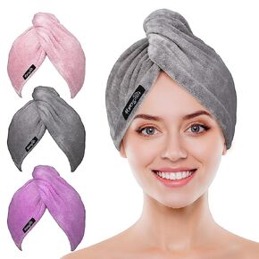 POPCHOSE Microfiber Hair Towel Wrap, Soft Ultra Absorbent Hair Turbans for Women, Fast Hair Drying Towels Lightweight, No Frizz Hair Wrap Towels for Women Wet Hair, Curly, Longer, Thicker Hair in Saudi Arabia