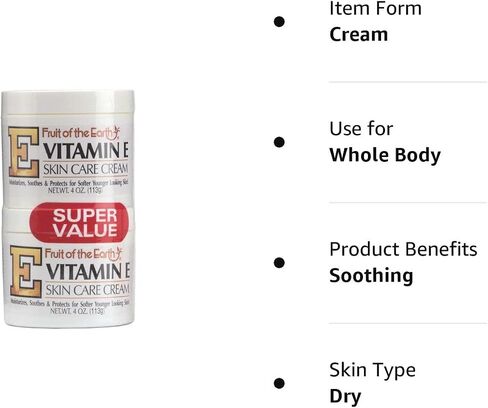 Fruit Of The Earth Bogo Cream Vitamin-E 4 Ounce Jar (113g) in Saudi Arabia