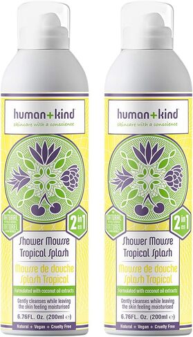 غسول الجسم موس الاستحمام من هيومان + كايند - مناسب للبشرة الحساسة - معطر بدقة - يترك جسمك يشعر بالنظافة والنعومة الجميلة - يغذي البشرة الجافة - سبلاش استوائي - 6.76 أونصة. in Kuwait
